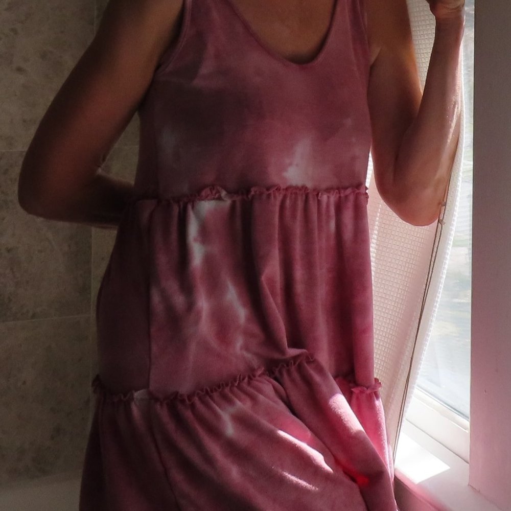 Saints 21 Pink n White Tie-Dyed "Easy" Dress, one size fits all
